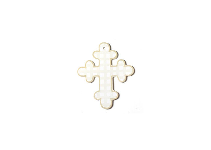 Personalized Ecru Gingham Ceramic Cross