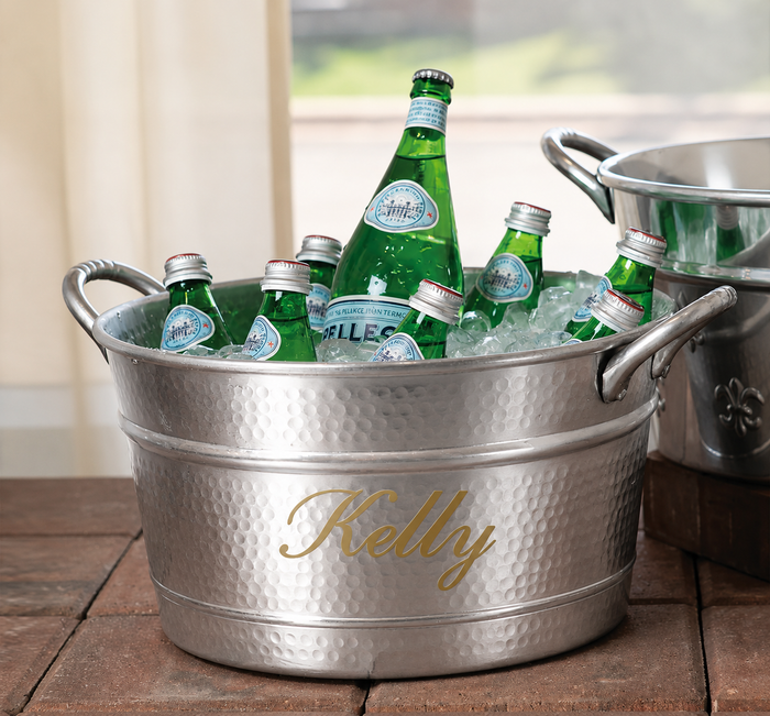 Personalized Hammered Beverage Tub with Handles