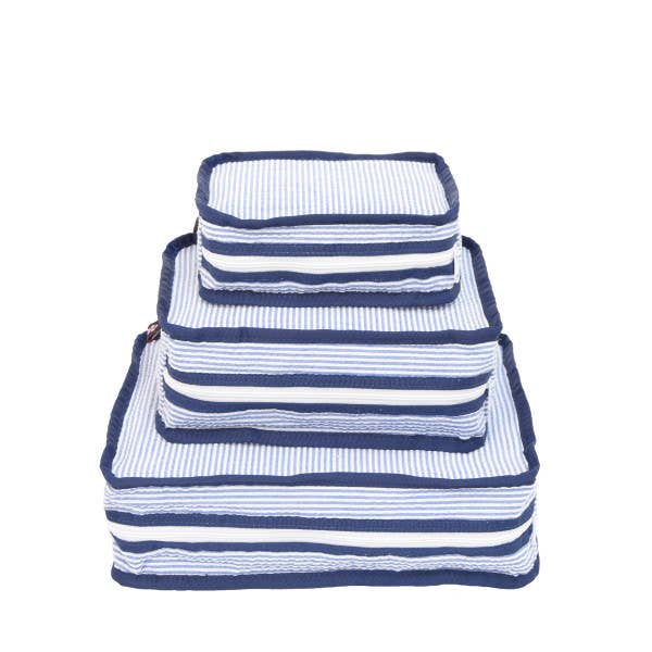Personalized Navy Seersucker Stacking Set