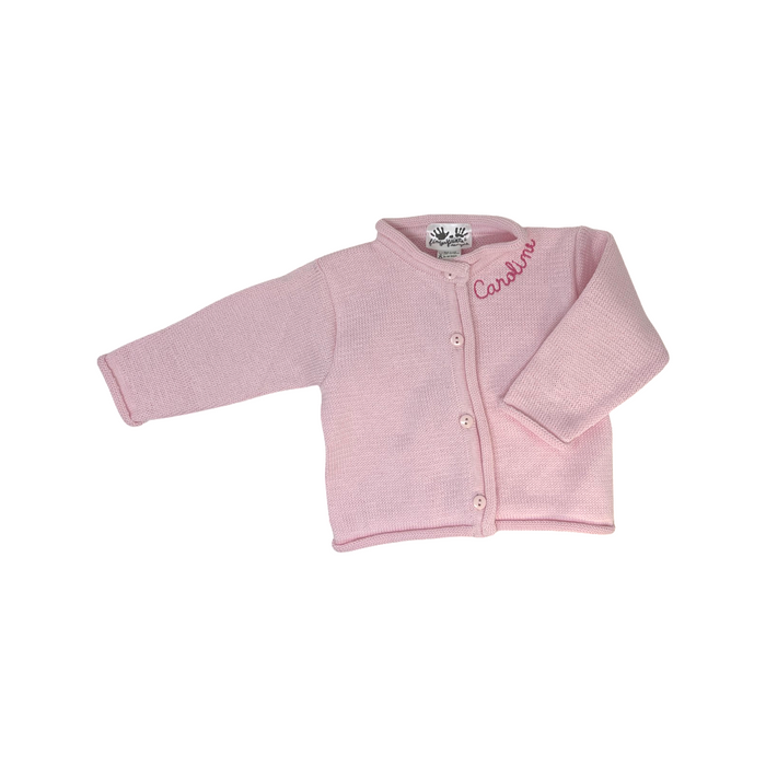 Personalized rollneck button down sweater — embroidered monogram, baby and toddler gift