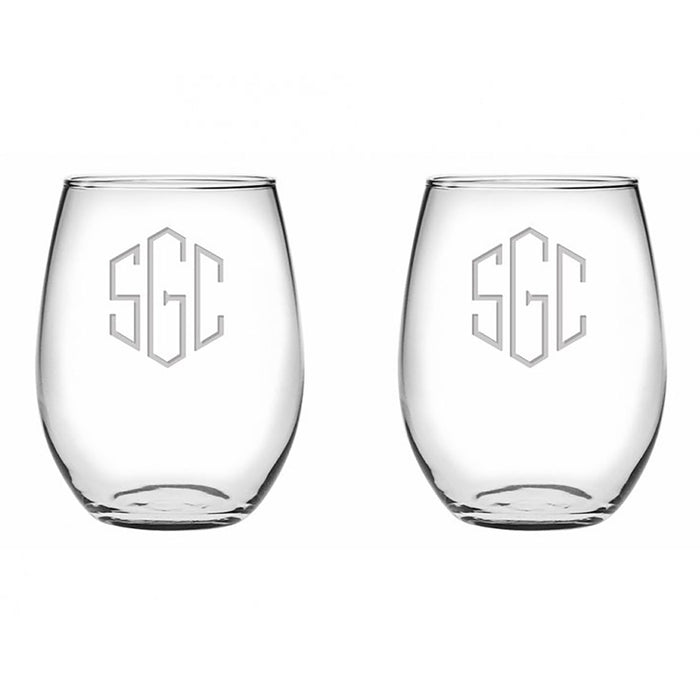 Personalized stemless wine glass — custom monogram or name, vinyl personalization included