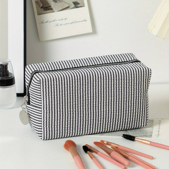 Personalized Striped Cosmetic Bag