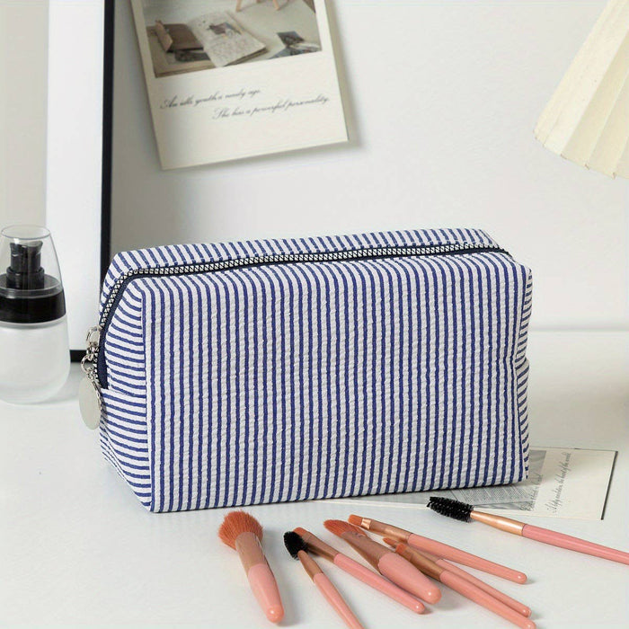 Personalized Striped Cosmetic Bag