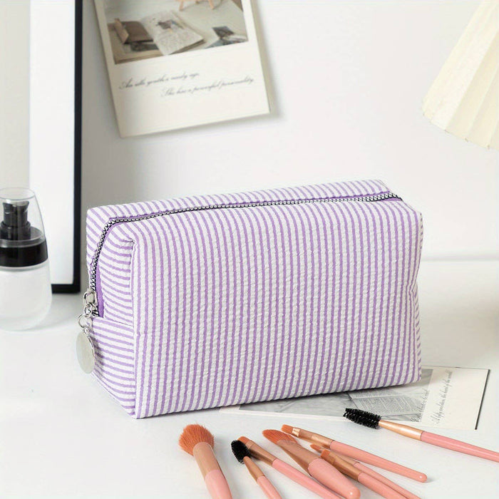 Personalized Striped Cosmetic Bag