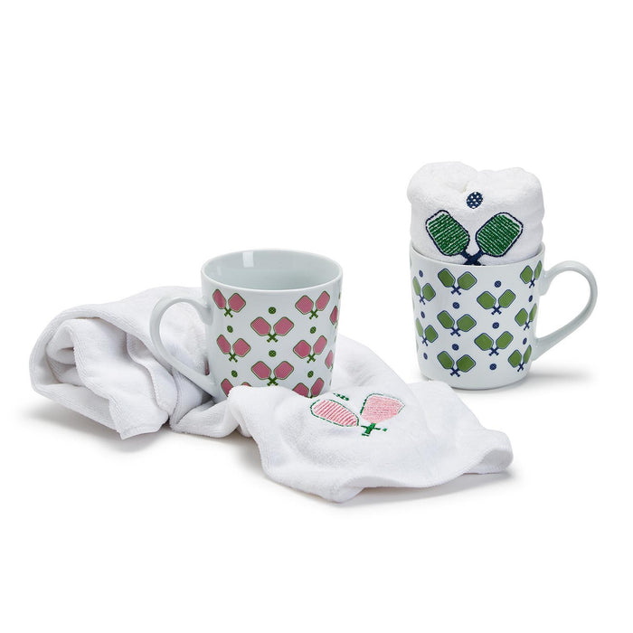 Pickleball Mug with Embroidered Sports Towel
