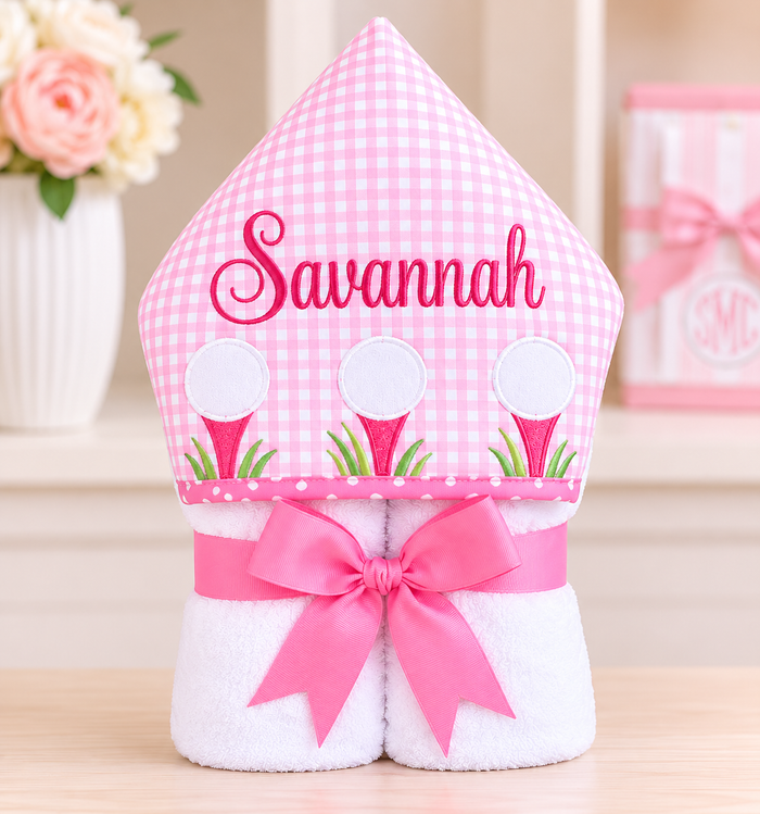 Pink Golf Hooded Towel
