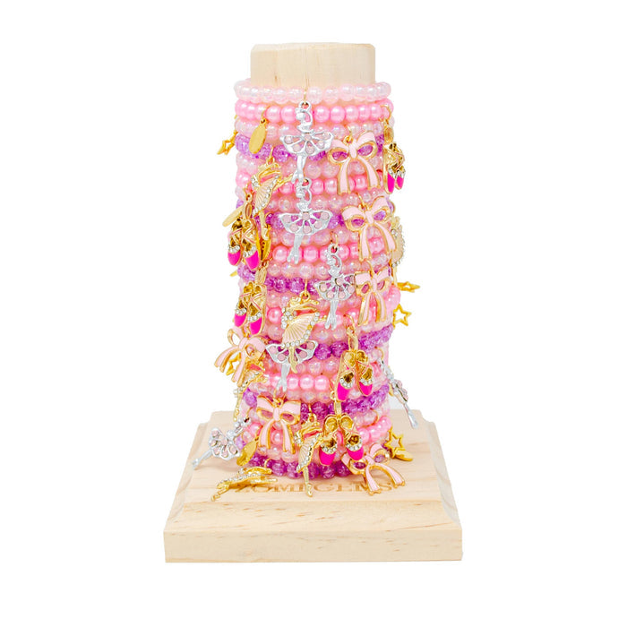 Pink and purple ballet bead bracelet — fun children's jewelry, birthday and dance gift