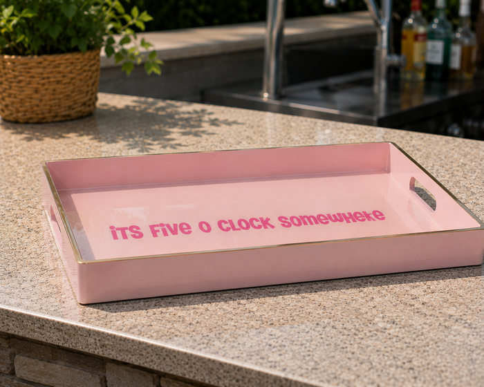 Pink Rectangular Tray-Personalized