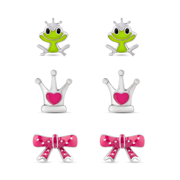 Princess fairytale stud earring set — children's jewelry, birthday and holiday gift