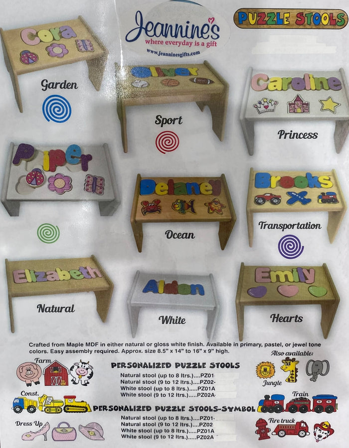 Puzzle step stool — fun personalized kids gift, nursery and bedroom decor
