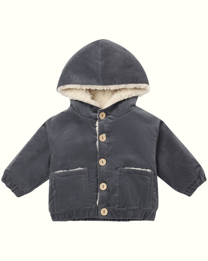 Quincy Mae Corduroy Hooded Jacket in Midnight