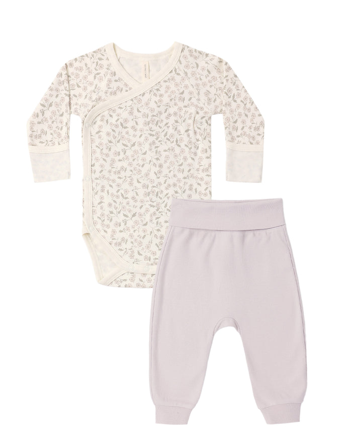 Quincy Mae Side Snap Bodysuit + Pant Set in Floret