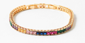 Rainbow tennis bracelet — colorful fun jewelry, birthday and holiday gift for her