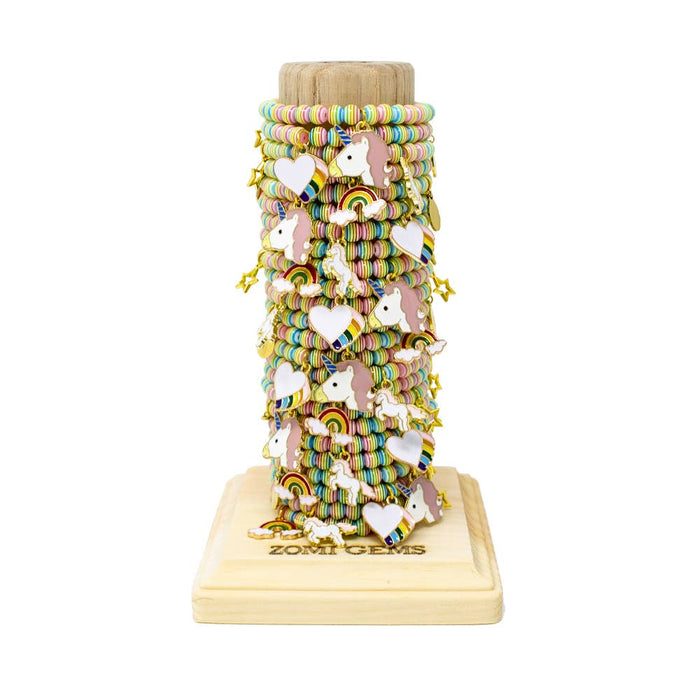 Rainbow unicorn bead bracelet — fun colorful children's jewelry, birthday gift