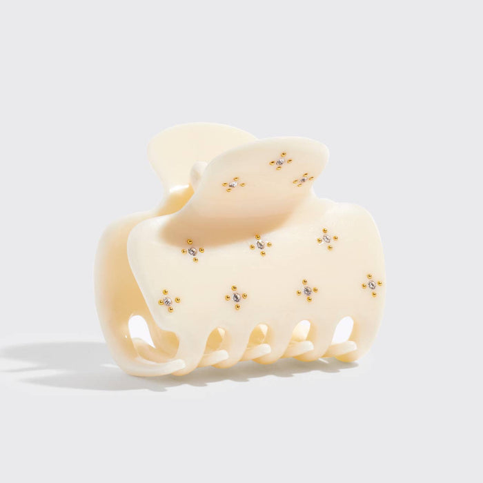 Recycled Plastic Rhinestone Medium Puffy Claw Clip - Ivory