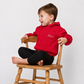 Red Cable Zip Back hooded Sweater