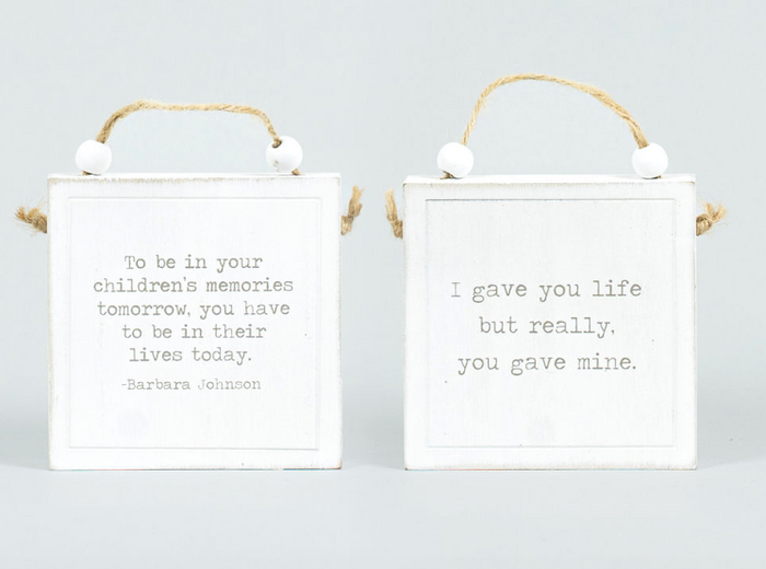 Reversible hanging sign LIFE/MEMORIES White/Black