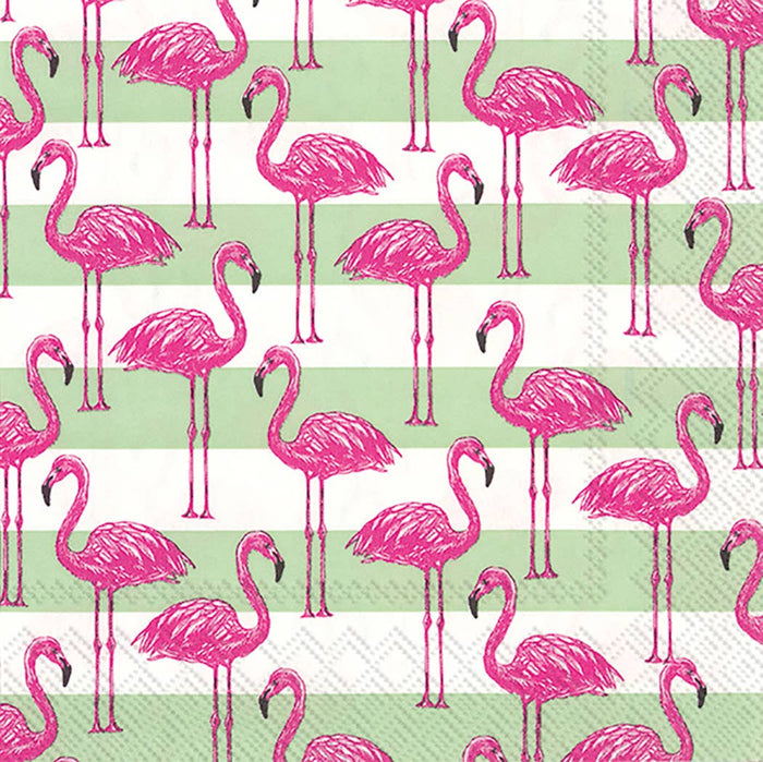Rosanne Beck flamingo stripe cocktail napkin — tropical entertaining and hostess gift