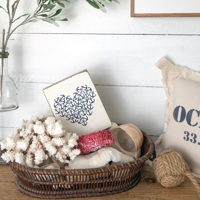 Rustic anchor heart block — alternate view showing full design
