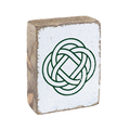 Rustic block with Hunter Celtic Knot design — personalized wooden home decor