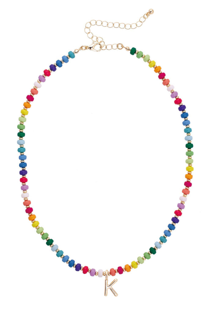 Ruthie Rainbow Beaded Mini Initial Children's Necklace