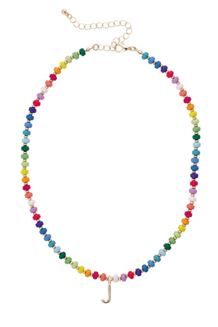 Ruthie Rainbow Beaded Mini Initial Children's Necklace