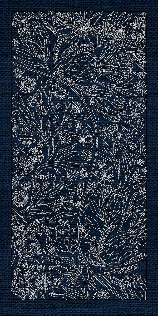 Sashiko Australia - Australian Native Flowers - Navy