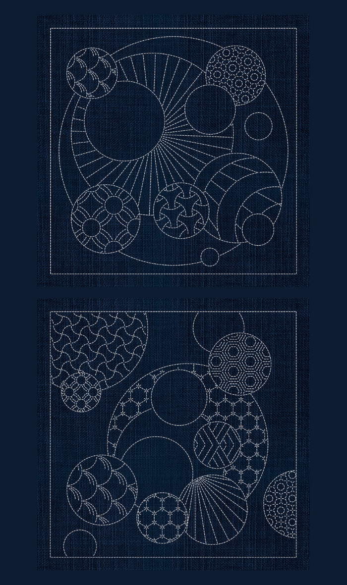 Sashiko Australia - Geometric Circles 2 & 3 - Navy