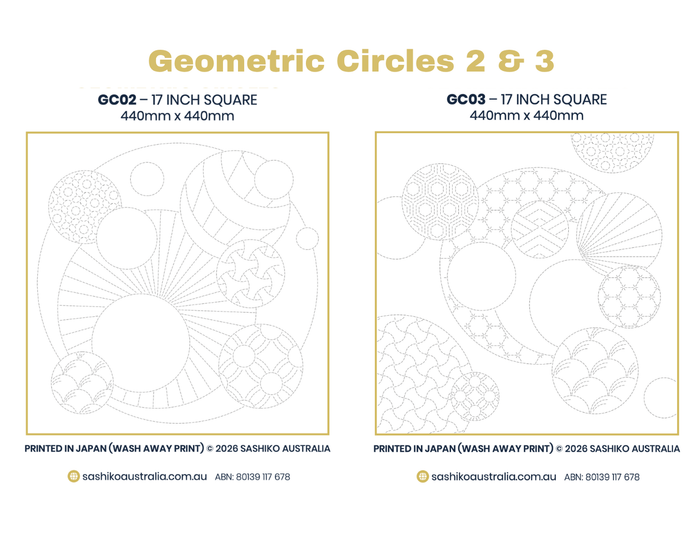 Sashiko Australia - Geometric Circles 2 & 3 - Navy