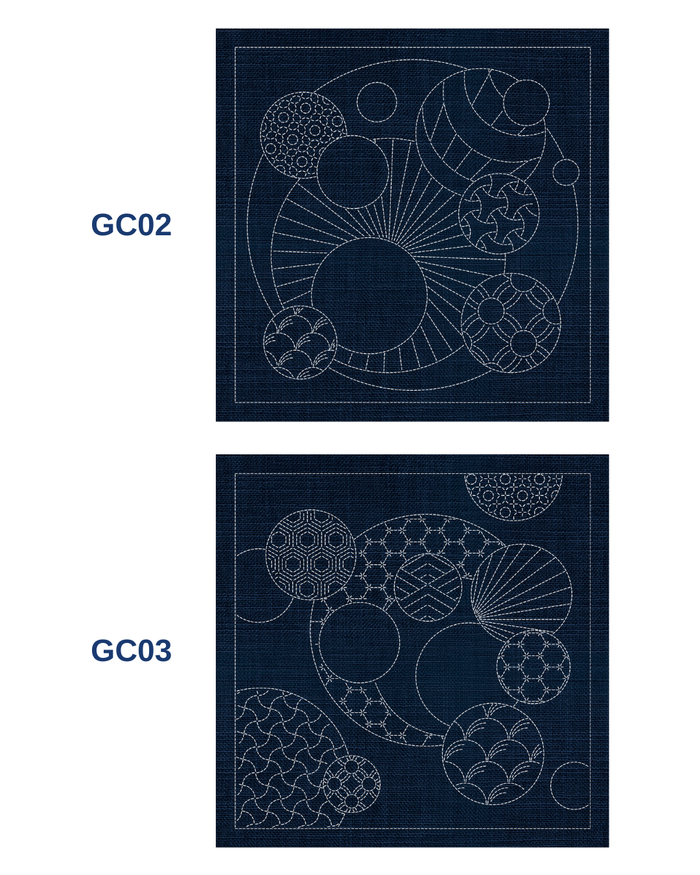 Sashiko Australia - Geometric Circles 2 & 3 - Navy