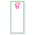 Scallop Monogram Pink And Green G Skinny Notepad