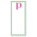 Scallop Monogram Pink And Green P Skinny Notepad
