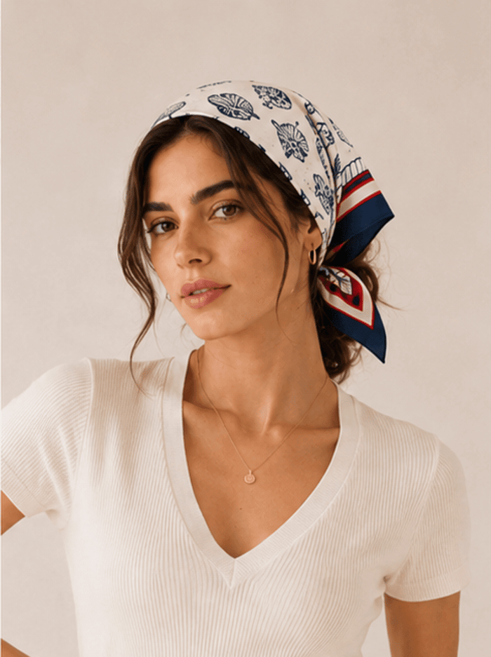 Sea Print Square Scarf