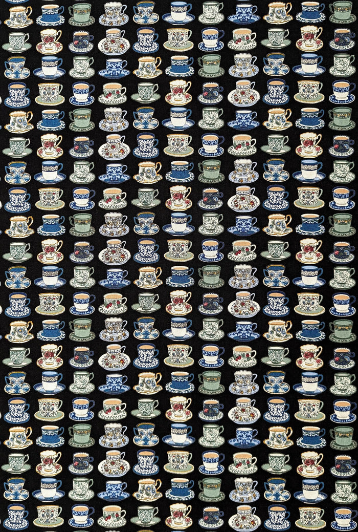 Senyo - Afternoon Tea Cotton Fabric - Black