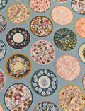 Senyo - Art Nouveau Plates Cotton Fabric - Light Blue