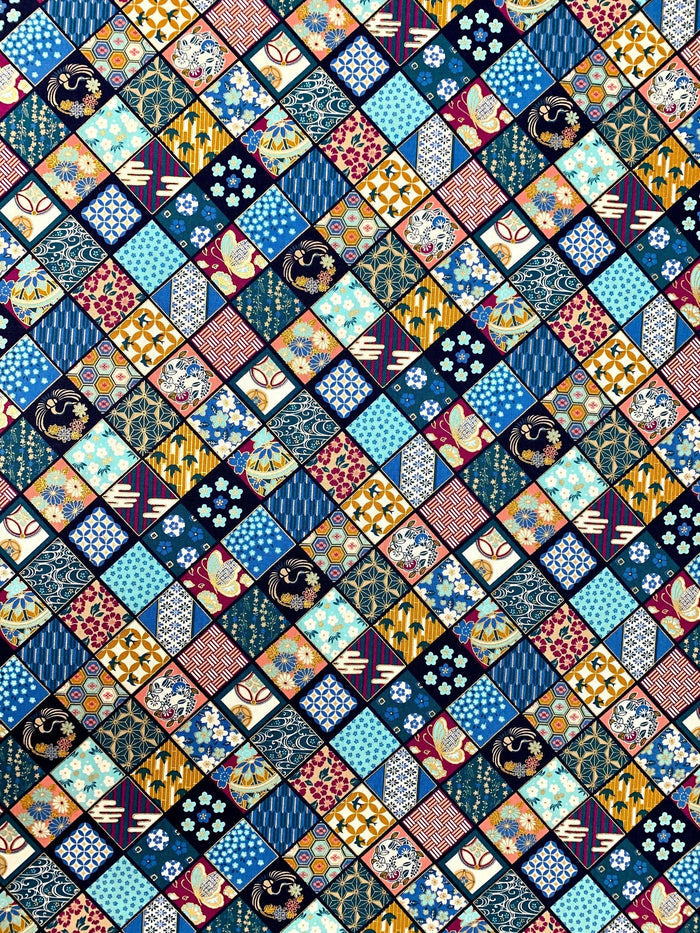 Senyo - Golden Flower Story Cotton Fabric - Indigo Blue