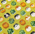 Senyo - Shibas With Furoshiki Cotton Fabric - Lime Green