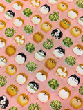Senyo - Shibas With Furoshiki Cotton Fabric - Pink