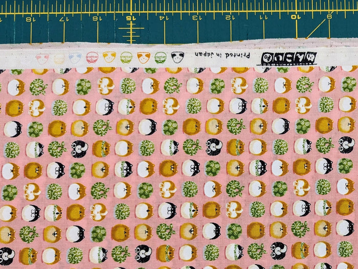 Senyo - Shibas With Furoshiki Cotton Fabric - Pink
