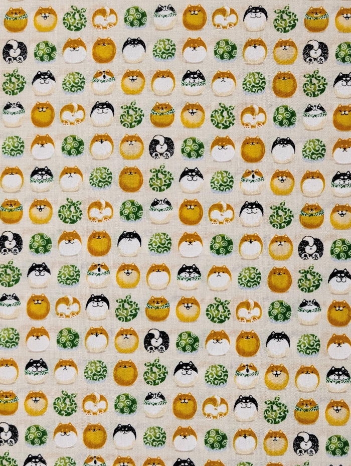Senyo - Shibas With Furoshiki Cotton Fabric - White