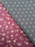 Sevenberry - Double Sided Cherry Blossom and Asanoha Star Cotton Dobby - Plum Navy