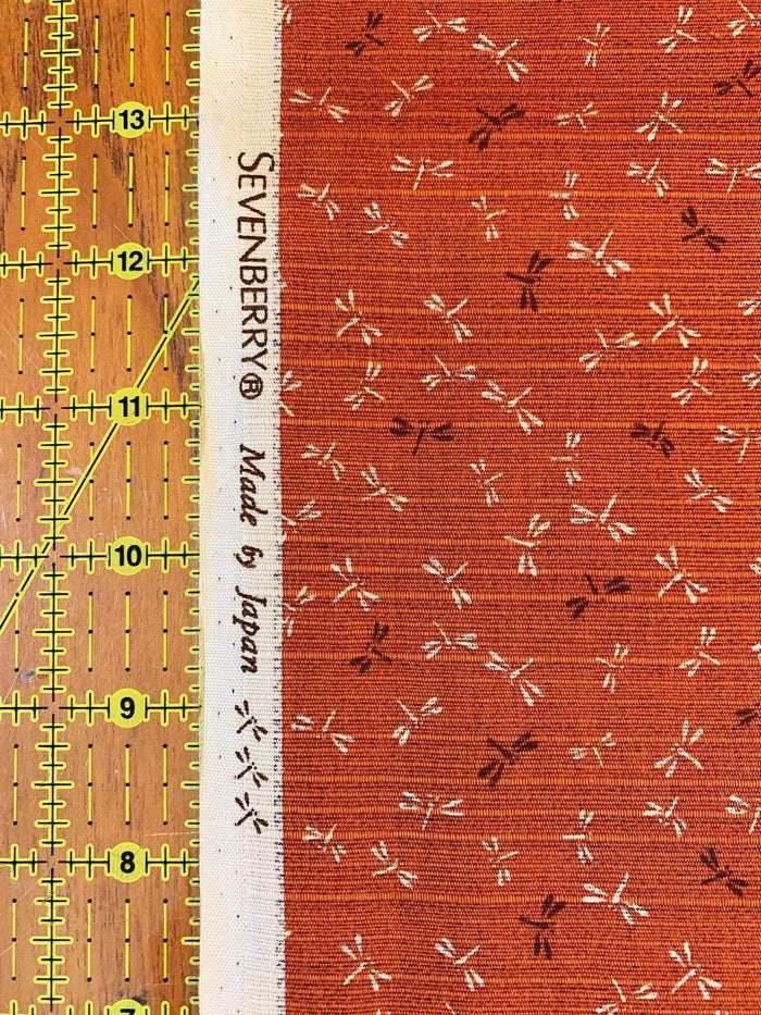 Sevenberry - Double Sided Dragonfly and Same-Komon Cotton Shantung - Orange Purple