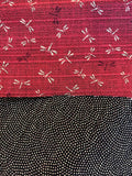 Sevenberry - Double Sided Dragonfly and Same-Komon Cotton Shantung - Red Black