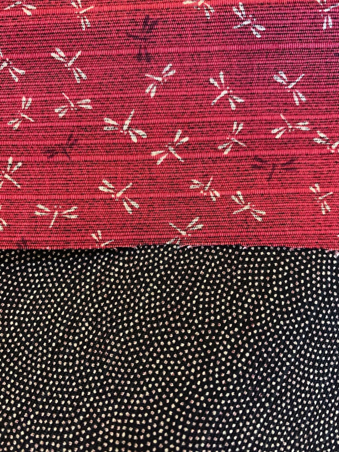 Sevenberry - Double Sided Dragonfly and Same-Komon Cotton Shantung - Red Black