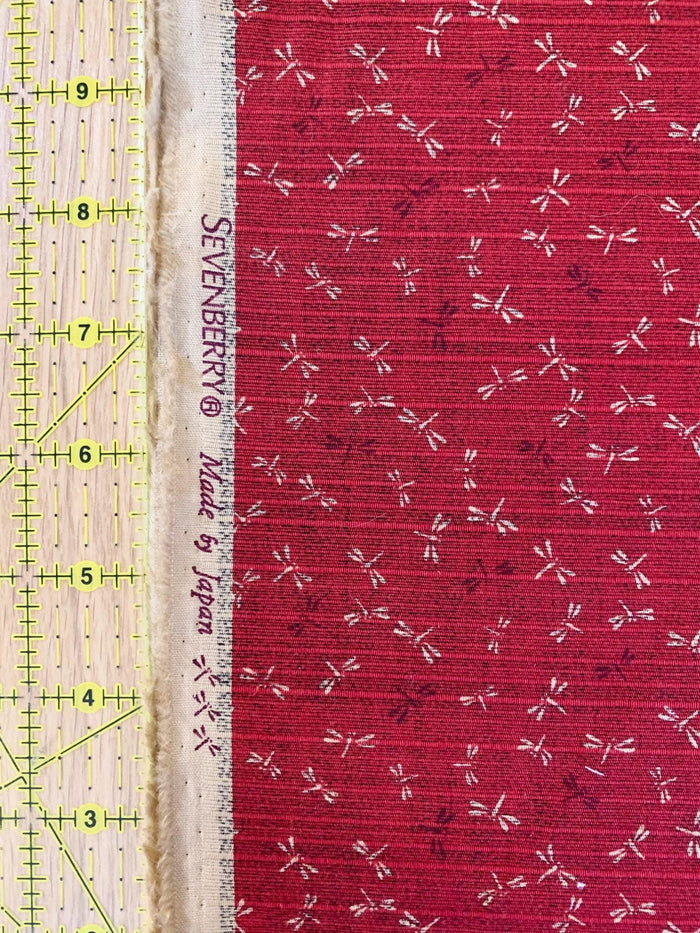 Sevenberry - Double Sided Dragonfly and Same-Komon Cotton Shantung - Red Black