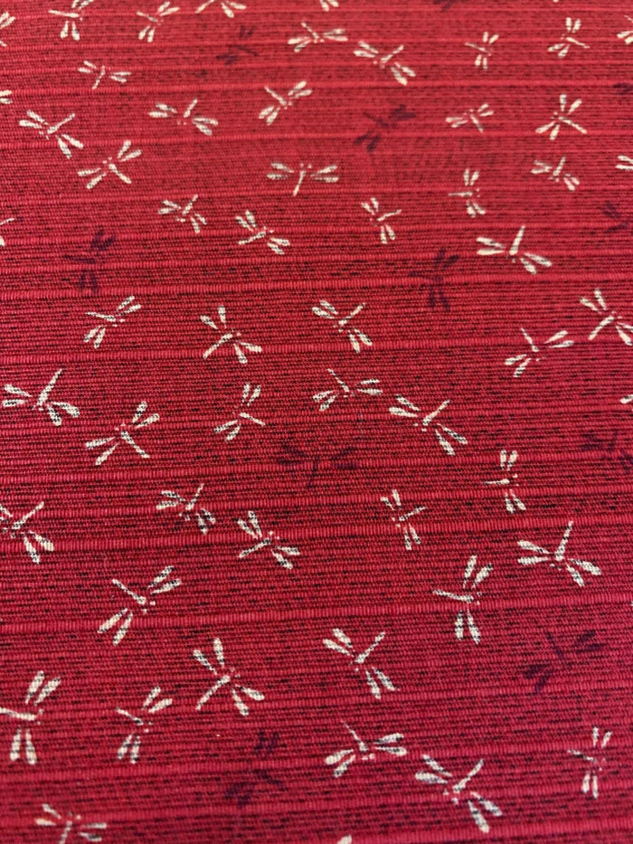 Sevenberry - Double Sided Dragonfly and Same-Komon Cotton Shantung - Red Black