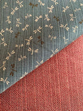 Sevenberry - Double Sided Dragonfly and Same-Komon Cotton Shantung - Slate Blue Red