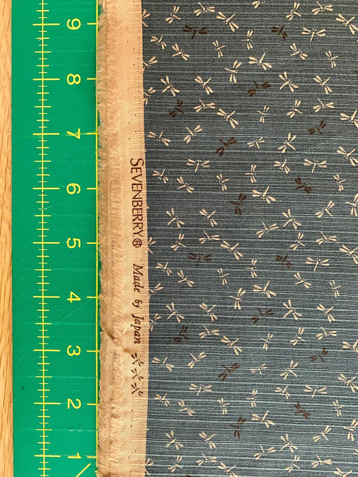 Sevenberry - Double Sided Dragonfly and Same-Komon Cotton Shantung - Slate Blue Red