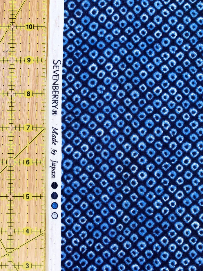 Sevenberry - Kanoko Printed Shibori-Style Collection Cotton Fabric - Medium Blue