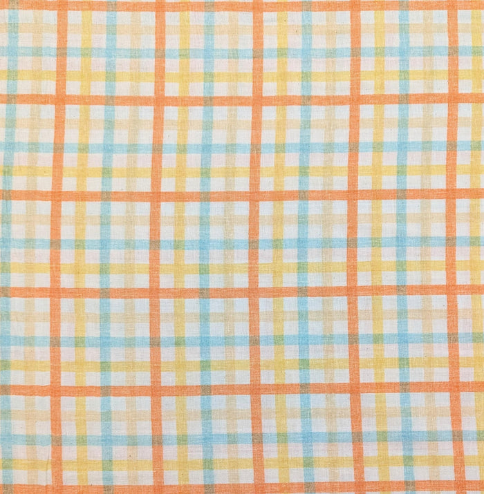 Sevenberry - Plaid Cotton Double Gauze - Orange Yellow Blue